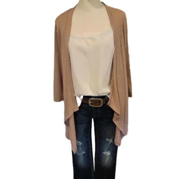 Rue 21 Asymmetrical Open Front Cardigan with Lace Trim on Back Size S - Picture 3 of 6